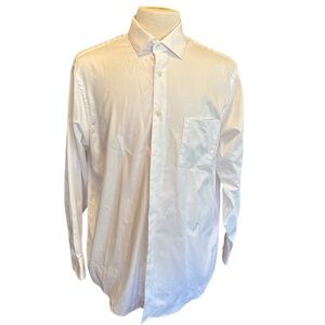 Geoffrey Beene White Classic Fit Button Up Shirt Neck 16.5